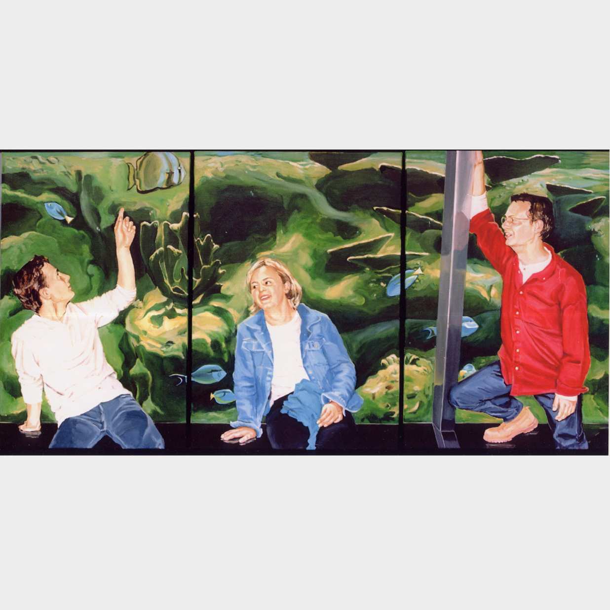 familiedrieluik in Artis, 3 olieverfschilderijen van 50 x 100 cm, 1998