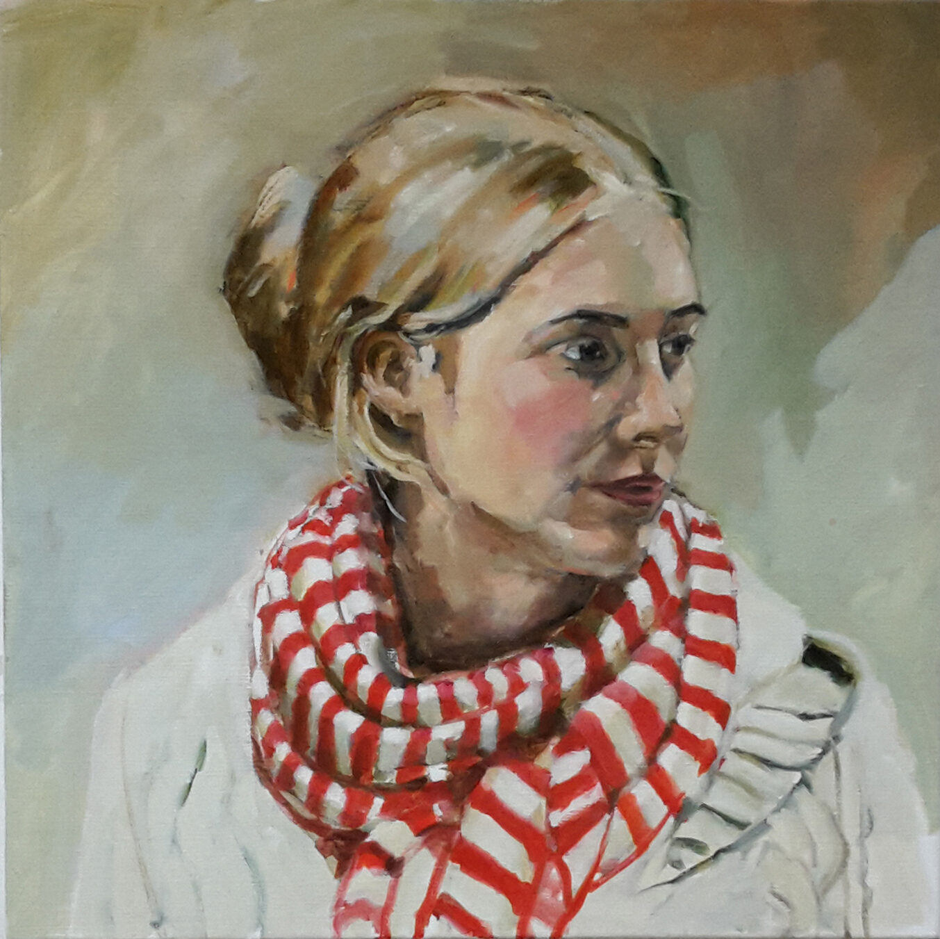 portretJana, olioever op linnen, 50 x 50 cm, 2017